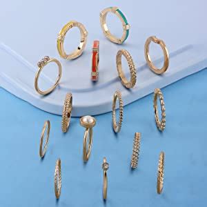 ZAVERI PEARLS Set of 3 Gold Tone Bold Statement Finger Rings For Women ...