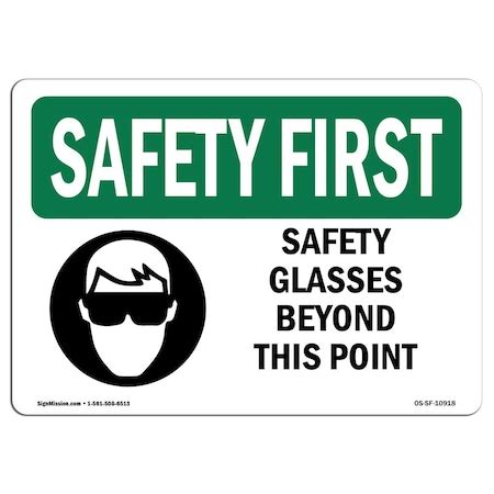 Signmission OSHA Sign, Glasses Beyond This Point W/ Symbol, 10in X 7in ...