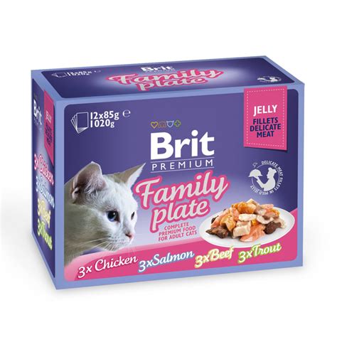 Влажный корм для кошек Brit Premium Cat Family Plate Jelly pouches 1.02 ...