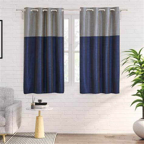 Buy Contempo Set of 2 Colourblock Room Darkening Window Curtains from ...