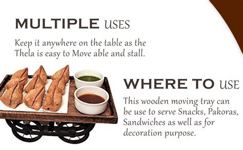 natureCRAFTS Wooden Mixing Serving Tray with Move able Wheels, Size 9.5 ...