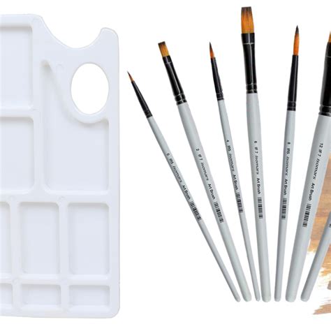 Colour Mixing Palette & Flat and Round Brushes (Set of 7) – Isomars