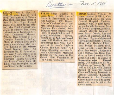 Windsor Star OBITUARIES 1988 - Ontario Ancestors