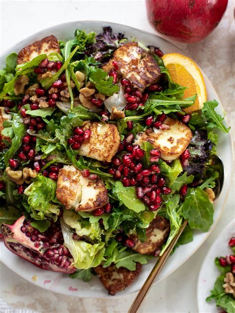 Pomegranate Halloumi Salad with Spiced Orange Vinaigrette