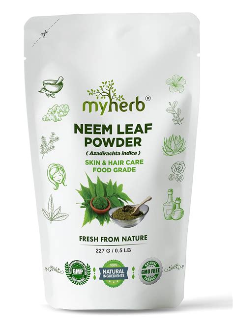 MYHERB 100% Natural Neem Leaf Powder | 227 Gm/0.5 Lbs | Healthy Hair ...