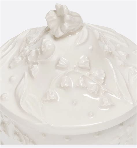 스몰 수납함 화이트 세라믹 & 입체 Lily Dior 모티브 | DIOR