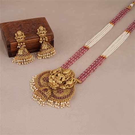 Gold Plated long necklace | Artificial long necklace for Women ...