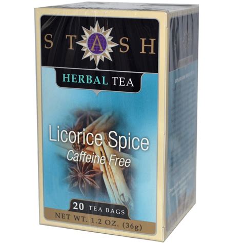 Stash Tea, Herbal Tea, Licorice Spice, Caffeine Free, 20 Tea Bags, 1.2 ...