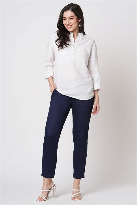 Narrow Cotton Pants - Navy – House of Ayuda