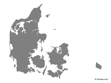Blank map of Denmark: outline map and vector map of Denmark - map of denmark today