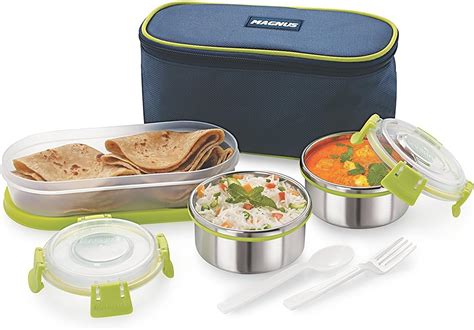 Buy Magnus Fresh Meal Aura 2 Stainless Steel Containers Lunch Box with ...
