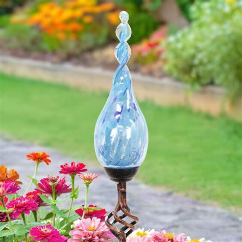 Exhart 36-in Aqua Glass Solar Assorted Stake 16736 at Lowes.com