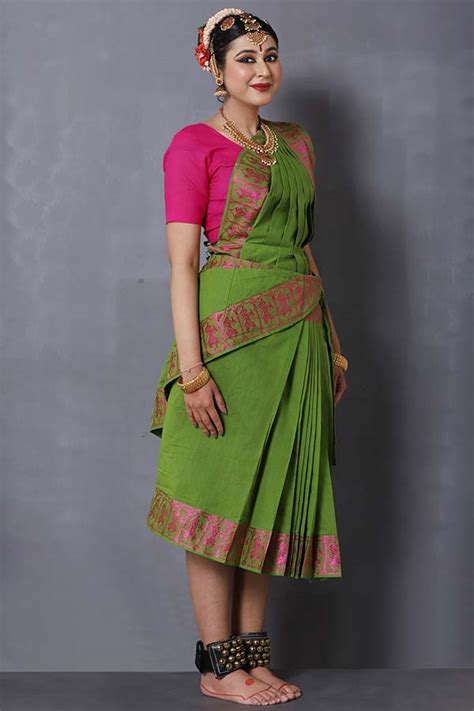 Buy Forest Green Bharatanatyam Dance Practice Saree | Women Pre ...