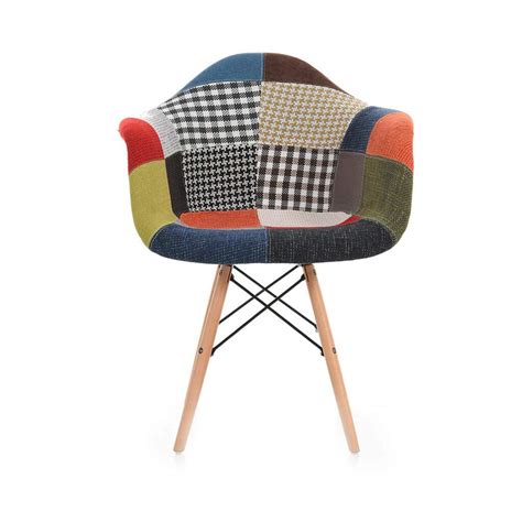 URBANCART Durable Heavy-DutyPatchwork Side Chair with Padded Seat and ...