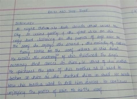 summary of poem `rain on the roof` of beehive (class.9) - Brainly.in