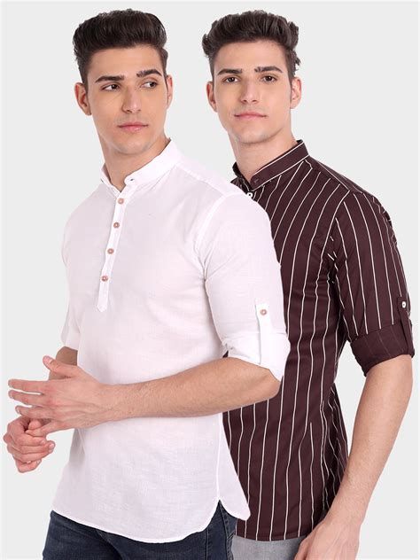Mens Straight Strip Full Sleeve Kurta (Pack 2) – Vida Loca Fashion