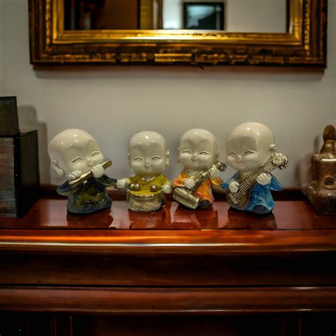 Polyresin Set of 4 Baby Buddha Monk Figurine H- 14 cm – cutncurve