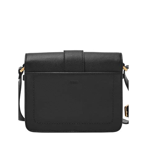 Buy Fossil Zoey Solid-Plain Black Leather Crossbody Bag (M) Online