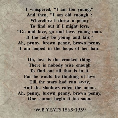 Brown Penny ~W.B.Yeats | Yeats poems, William butler yeats, Poems