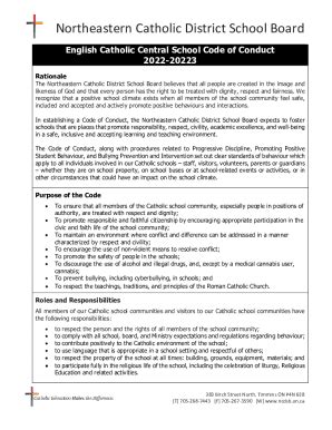 Fillable Online English Catholic Central School Code of Conduct Fax ...