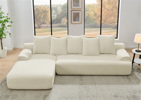 110" Modular Sectional Sofa, Boneless L-Shape Cloud Couch with 30" Deep ...