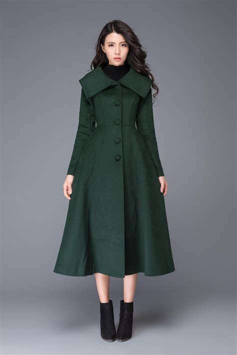 Green Princess Wool Coat, Wool Coat Women, Long Jacket for Winter ...