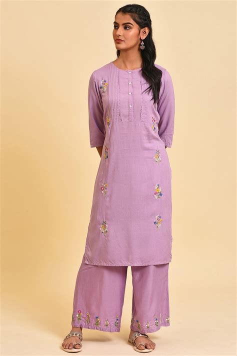 Buy Ligh Purple Embroidered kurta Set @ 5499 | W for woman – wforwoman