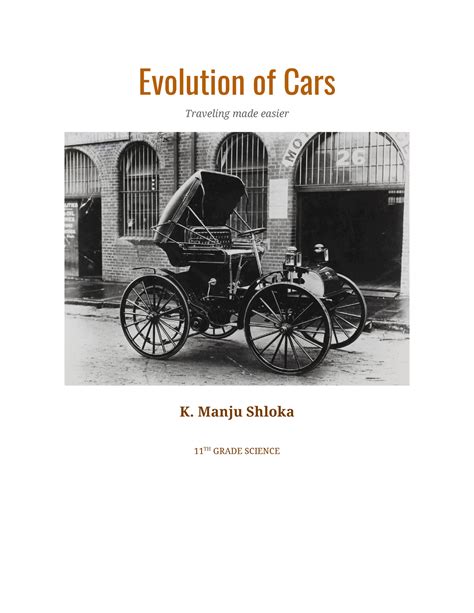Evolution of cars - Evolution of Cars Traveling made easier K. Manju ...