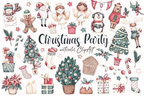 Watercolor Clip art “Christmas Party” #5915870