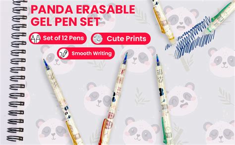 WISHKEY Panda Theme Stylish Retractable Pens for Kids, 0.5mm Erasable ...