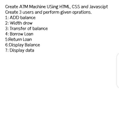 Image result for ATM Machine Coding in HTML