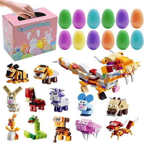 Buy 12 Pcs Prefilled Easter Eggs with Zodiac Animal Building Blocks ...