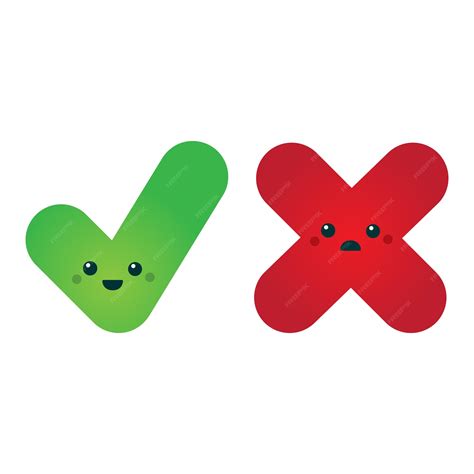 Premium Vector | Cute cartoon tick and cross