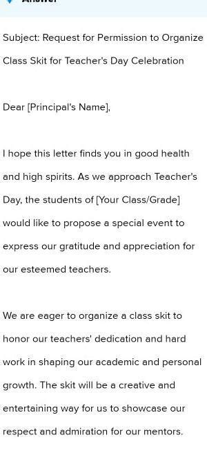 write a letter to your principals of the school asking to principal the ...