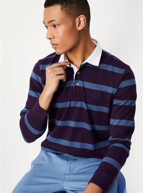 Buy Men Striped Full Sleeve Polo T-shirt Online at just Rs. 899.0 ...