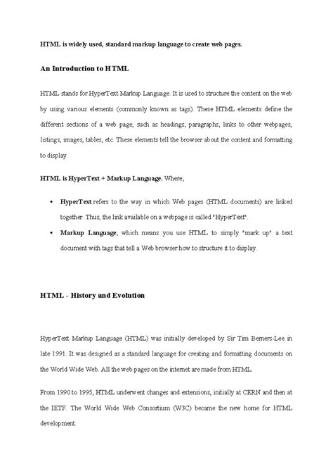 HTML, how to create forms and list - HTML is widely used, standard ...