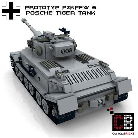 CUSTOMBRICKS.de - Custom-WW2-Panzer-PzKpfw-VI-Prototyp-Tiger-Porsche-WWII