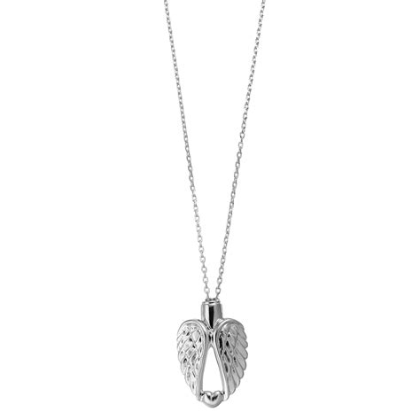Kristen Kesho Sterling Silver Rhodium Plated Angel Wing Heart Necklace