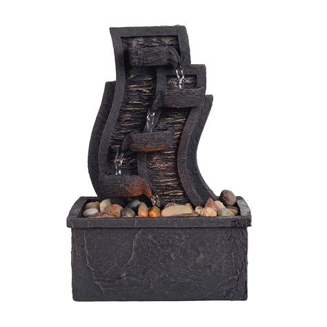 Teamson Home Slate Stone Look Tabletop Water Fountain Indoor Room Décor ...