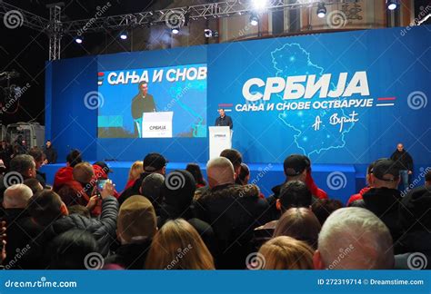 Sremska Mitrovica, Serbia 03.17.2023 Rally of the Serbian Progressive ...