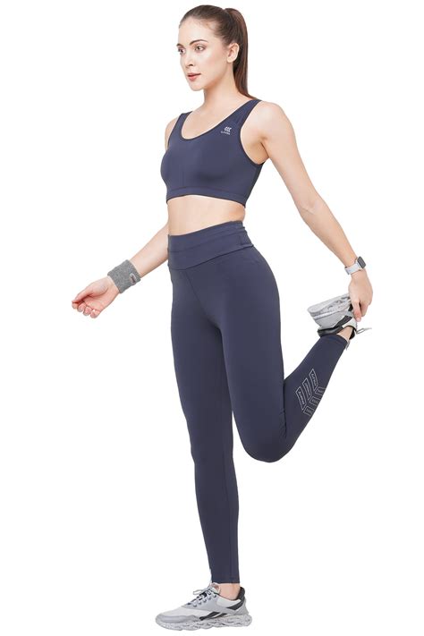 Laasa Sports | JUST-DRY High Waisted Ombre Blue 7/8 Flexible Tights for ...