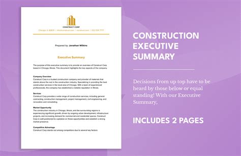 Construction Executive Summary in Word, Google Docs - Download ...