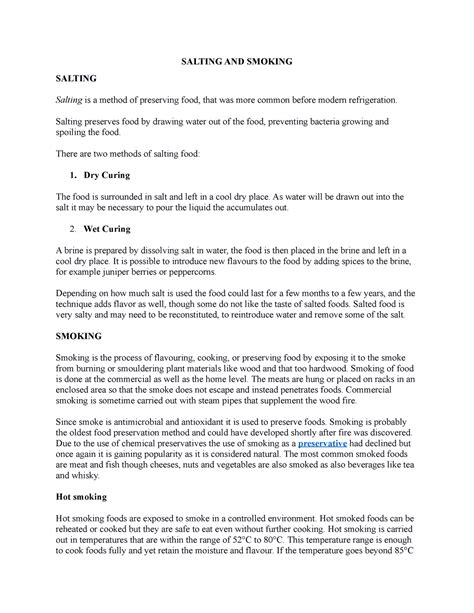 Salting and Smoking - Notes on food science and specific focus on ...