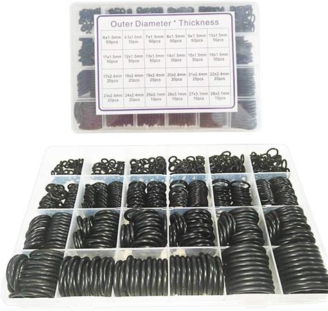 NBR O Ring Kit Assortment Set - 24 Sizes, 740pcs Rubber Sealing Seal ...