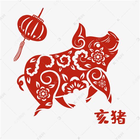 剪纸风12生肖亥猪素材图片免费下载-千库网