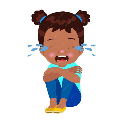 Premium Vector | A girl crying on the floor.