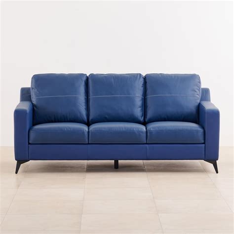 Buy Madison Half Leather 3-Seater Sofa - Blue from Home Centre at just ...