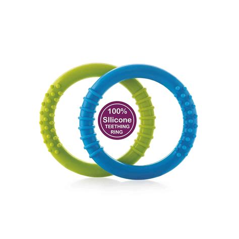 BeeBaby Loops / Rings Soft Silicone Teether (Blue and Green)