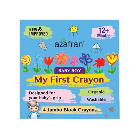 My First Crayon - Baby Boy - 4 Jumbo Washable Block Crayons Colours fo