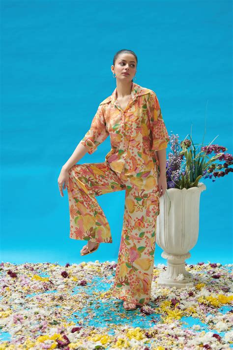 Cin Cin - Yellow Printed Cargo Pants - Elahe